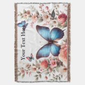 Couverture Art floral papillon bleu texte personnalisable-962 (devant Vertical)