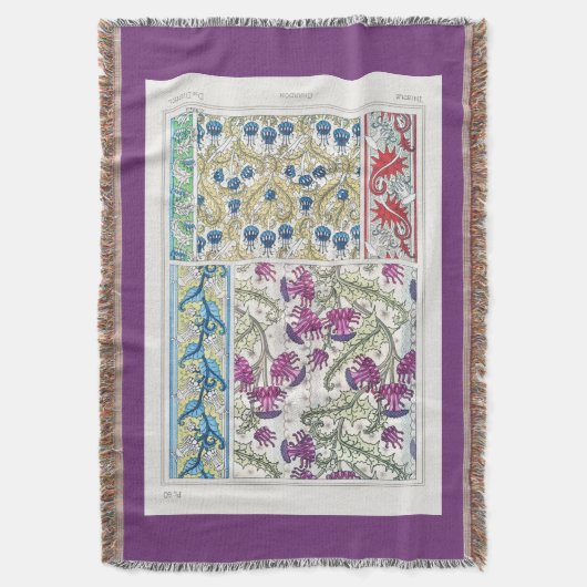 Couverture Art nouveau floral chardon fleurie textile art (devant Vertical)