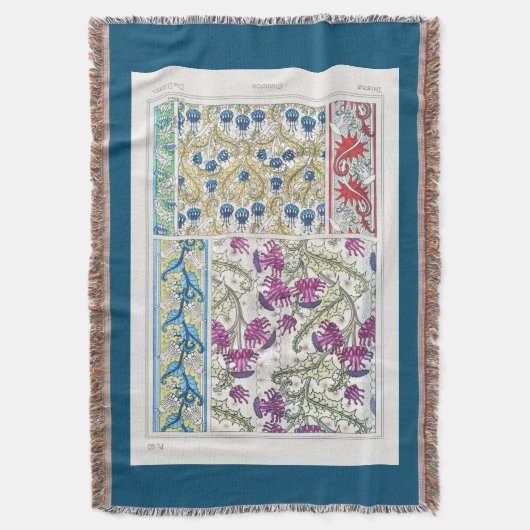 Couverture Art nouveau floral chardon fleurie textile art (devant Vertical)