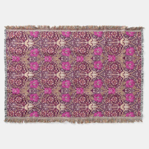Couverture Art Nouveau floral, prune, beige et Deep Purple