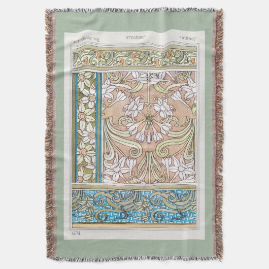 Couverture Art nouveau jonquille Verneui textile floral art (devant Vertical)