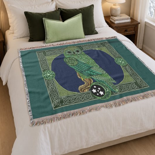 Couverture Art Nouveau Nœud Celtique Vert Chouette