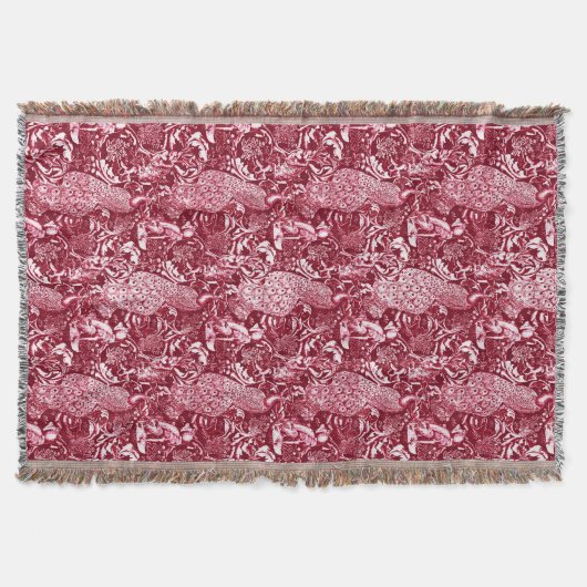 Couverture Art Nouveau Peacock Imprimer, Vin Bourgogne (Devant)