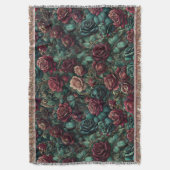 Couverture Art Nouveau Rose Teal Maximalist Throw Blanket (devant Vertical)