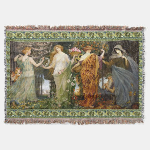Couverture Art Nouveau vintage 4 saisons par Walter Crane
