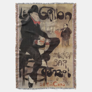 Couverture Art Nouveau vintage Le Grillon, homme buvant de la