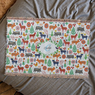 Couverture Art populaire scandinave Monogramme Motif Boho Mod