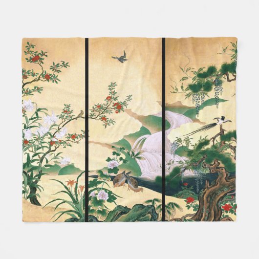Couverture asiatique d'ouatine d'oiseau de roses (Devant (Horizontal))