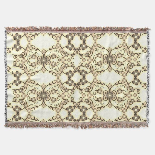 Couverture Aspect dentelle de fleurs Sépia doré (Devant)