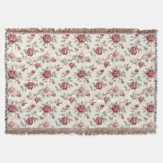 Couverture Assez Chic Fleur Rouge Crème (Devant)