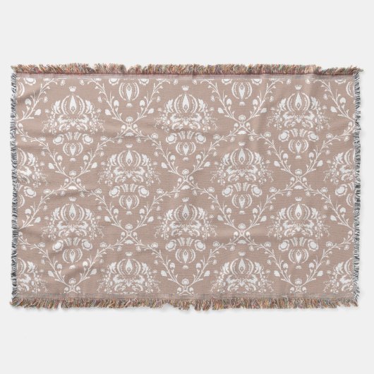 Couverture Aubergine pourpre et blanc Damas (Devant)
