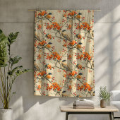 Couverture automnale rustique avec oiseaux et flor