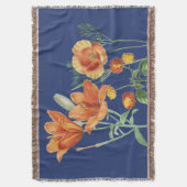 Couverture Automne Aquarelle d'automne Orange Floral Bleu (devant Vertical)