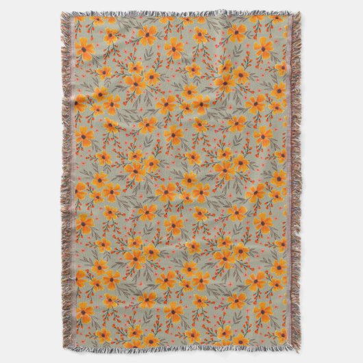 Couverture Automne Automne Floral Motif Sage Vert (devant Vertical)