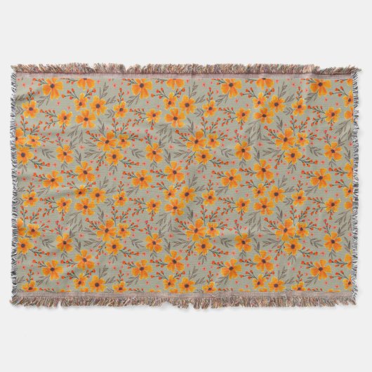 Couverture Automne Automne Floral Motif Sage Vert (Devant)