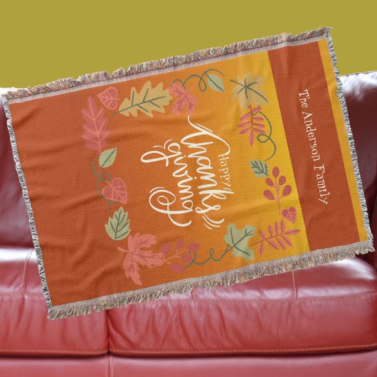 Couverture Automne Feuilles Confortable Bon thanksgiving Rust