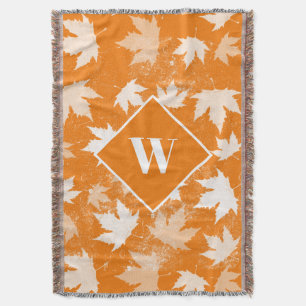 Couverture Automne Feuilles Motif Monogramme