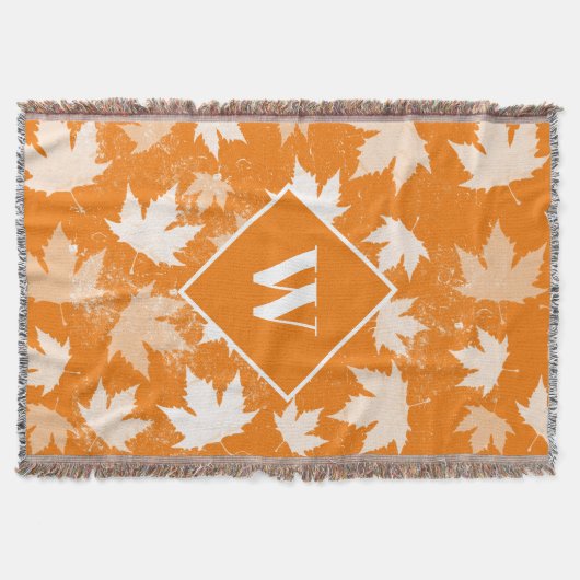 Couverture Automne Feuilles Motif Monogramme (Devant)