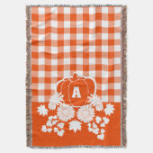 Couverture Automne Fleurs et vignes Citrouilles Orange Plaid (devant Vertical)