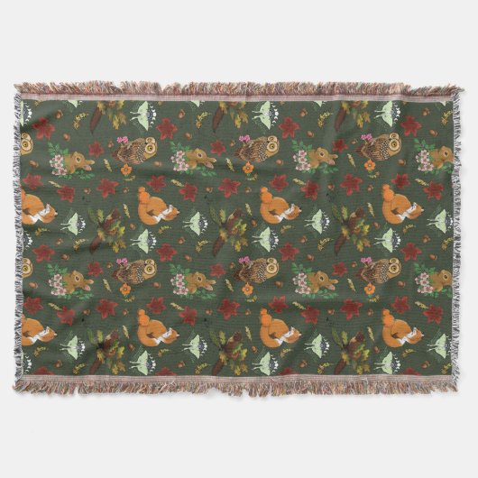 Couverture Automne Forêt forestière Animaux verts (Devant)