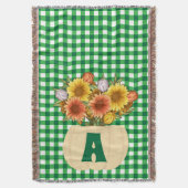 Couverture Automne Tournesols et Citrouilles En vichy verts (devant Vertical)