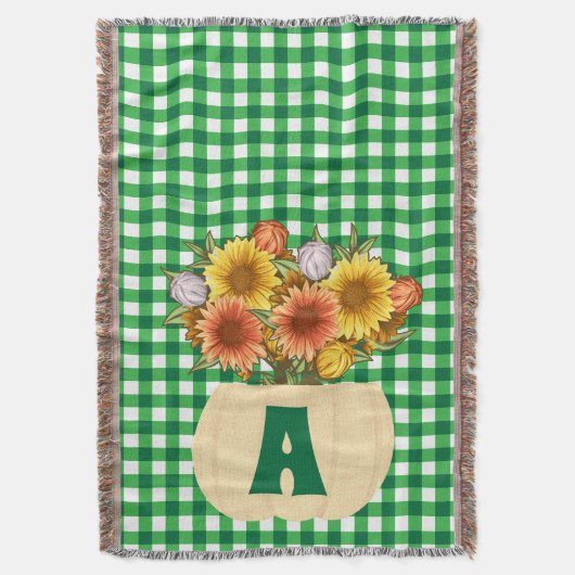 Couverture Automne Tournesols et Citrouilles En vichy verts (devant Vertical)