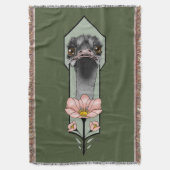 Couverture Autruche Rose Fleurs Vert Olive Art Déco (devant Vertical)