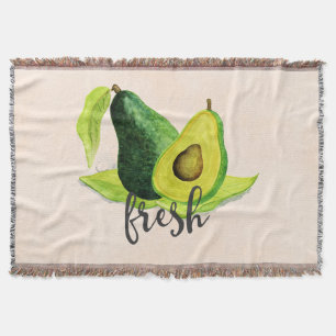 Couverture Avocado vert frais Fruit à vie fixe dans l'aquarel