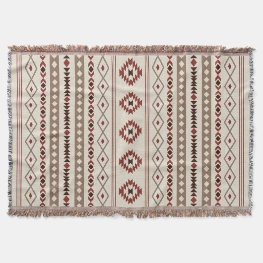 Couverture Aztec Browns Crème rouille Motifs mélangés V Motif (Devant)