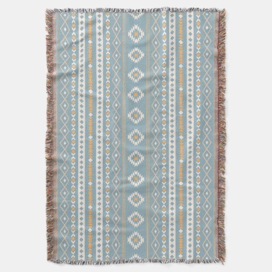 Couverture Aztec Crème orange bleu Mixte Motif H Motif (devant Vertical)