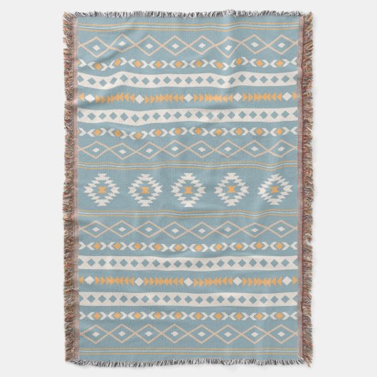 Couverture Aztec Crème orange bleu Mixte Motif V Motif (devant Vertical)