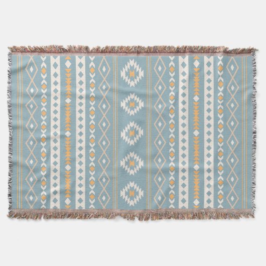 Couverture Aztec Crème orange bleu Mixte Motif V Motif (Devant)