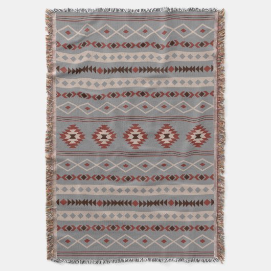 Couverture Aztec Crème rouille Motifs Brown gris mélangés V M (devant Vertical)