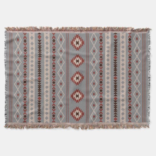 Couverture Aztec Crème rouille Motifs Brown gris mélangés V M (Devant)