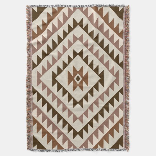 Couverture Aztec Diamond Motif Design Browns+Cream (devant Vertical)
