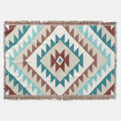 Couverture Aztec Diamond (v) Motif Design Teals Creams Browns (Devant)