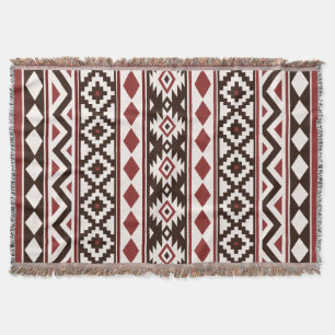 Couverture Aztec Essence (V) Motif III b Crème Brown rouge