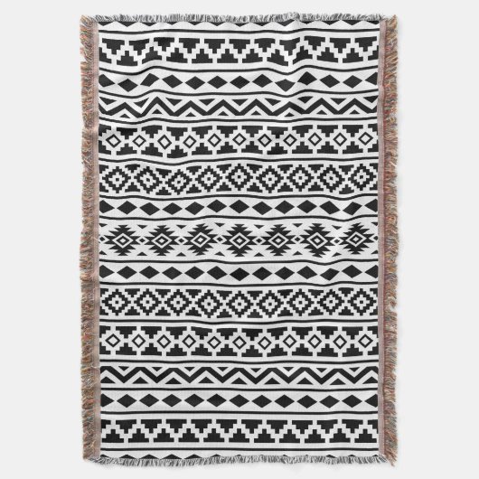 Couverture Aztec Essence Vertical Ptn II Noir sur Blanc (devant Vertical)