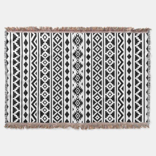 Couverture Aztec Essence Vertical Ptn II Noir sur Blanc (Devant)