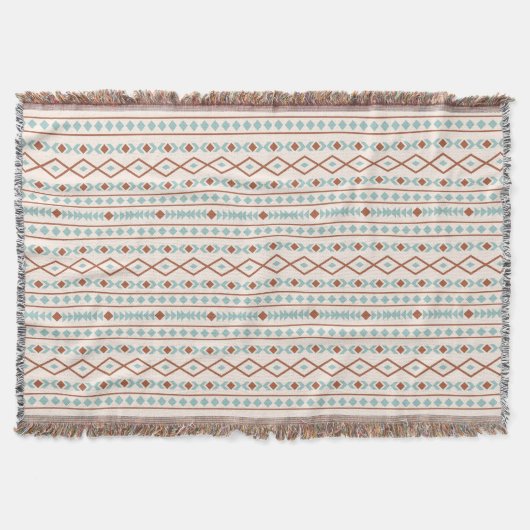 Couverture Aztec Formes Motif rouille crème Turquoise (Devant)