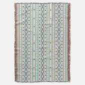 Couverture Aztec Formes Motif Rusts Crème Turquoise-Bleu (devant Vertical)