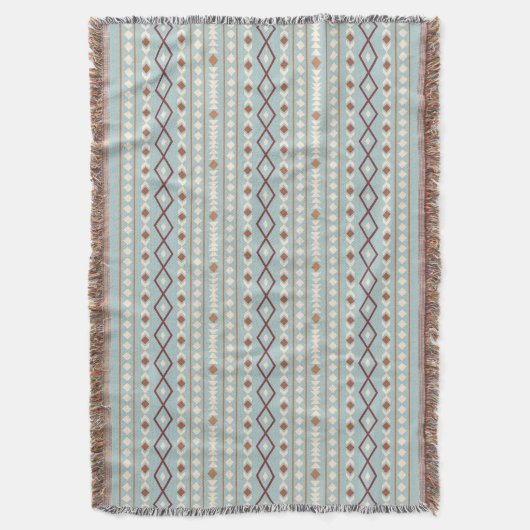 Couverture Aztec Formes Motif Rusts Crème Turquoise-Bleu (devant Vertical)