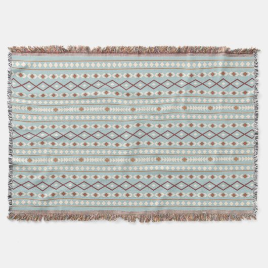 Couverture Aztec Formes Motif Rusts Crème Turquoise-Bleu (Devant)