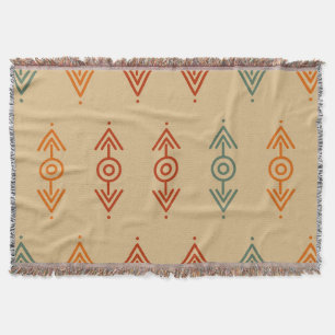 Couverture Aztec Géométrique Bleu Et Orange Tribal Sud-Ouest
