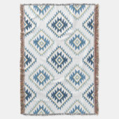 Couverture Aztec Style Motif Big Motif Blues Blanc Or (devant Vertical)