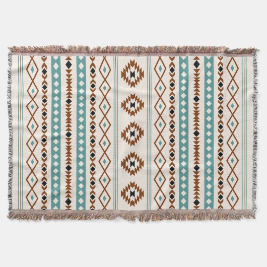 Couverture Aztec Turquoise Crème noire en terre cuite Mixte ( (Devant)