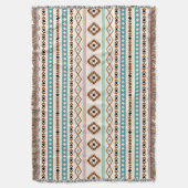 Couverture Aztec Turquoise Crème noire en terre cuite Motif m (devant Vertical)
