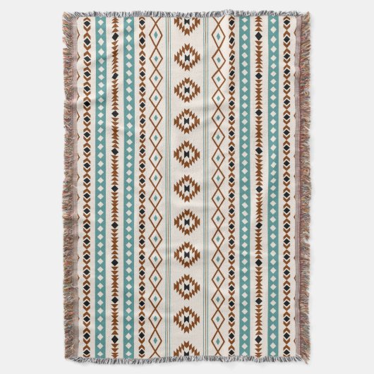 Couverture Aztec Turquoise Crème noire en terre cuite Motif m (devant Vertical)
