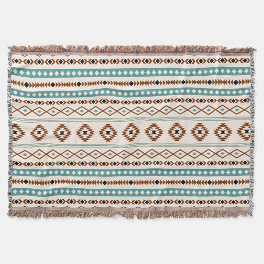 Couverture Aztec Turquoise Crème noire en terre cuite Motif m (Devant)
