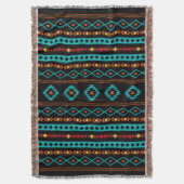 Couverture Aztec Turquoise Reds Blk Mixte Motifs V Motif (devant Vertical)